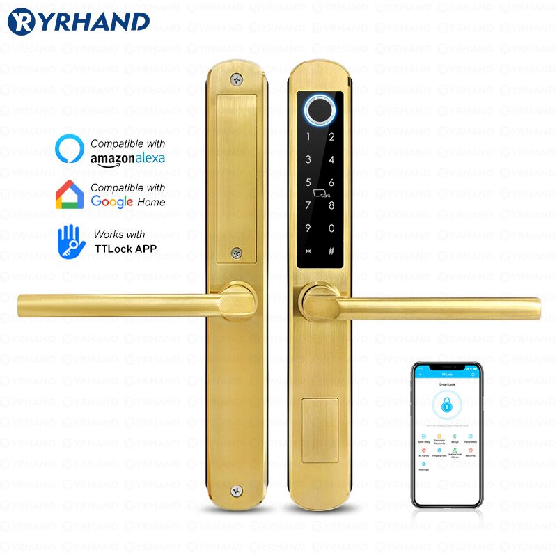 Door Lock Smart Keypad - IP66 Gold Stainless steel Sliding Glass