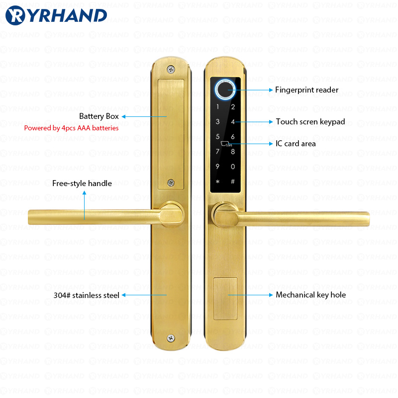 IP66 Gold Stainless steel Slid - đánh giá và giá Door Lock Smart Keypad