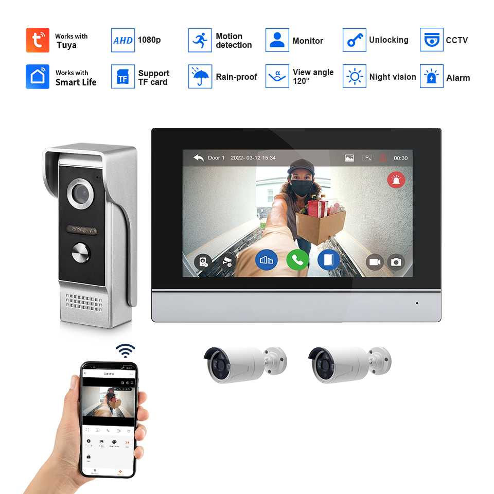7Inch IPS Screen 2MP  Tuya Rem - đánh giá và giá Home Security Services